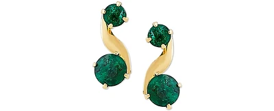 Emerald Swirl Drop Earrings (3/4 ct. t.w.) in 10k Gold