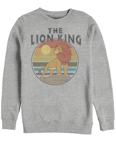 Disney Men's Lion King Rainbow Striped Sunset, Crewneck Fleece