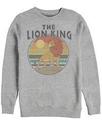 Disney Men's Lion King Rainbow Striped Sunset, Crewneck Fleece