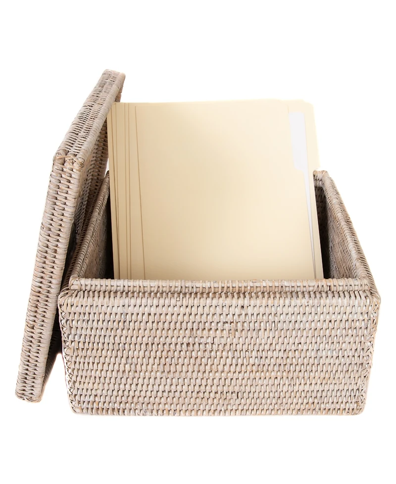 Artifacts Trading Company Artifacts Rattan Storage Box with Lid - Flat File Organizer