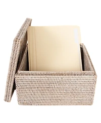 Artifacts Trading Company Artifacts Rattan Storage Box with Lid - Flat File Organizer