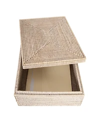 Artifacts Trading Company Artifacts Rattan Storage Box with Lid Flat Legal File Organizer