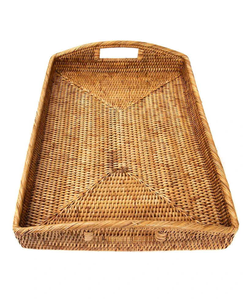 Artifacts Trading Company Artifacts Rattan Rectangular Serving Tray With High Handles