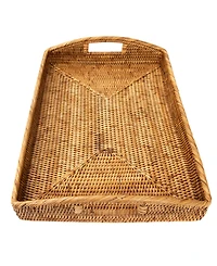 Artifacts Trading Company Artifacts Rattan Rectangular Serving Tray With High Handles