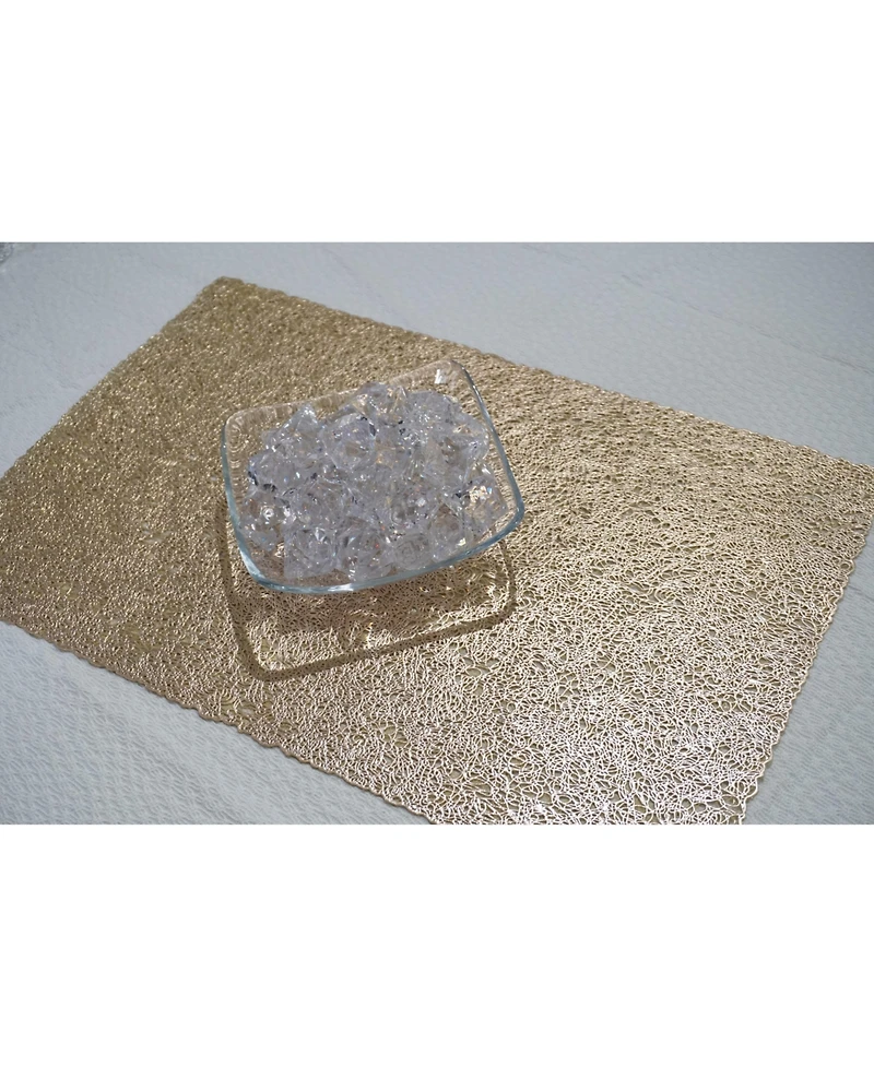 Dainty Home Reversible Metallic Lacey Place Mats Slip Resistant 12" x 18" Placemats - Set of 4