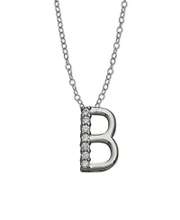 Cubic Zirconia Initial Pendant Necklace in Sterling Silver