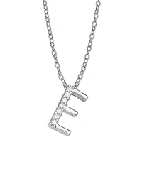 Cubic Zirconia Initial Pendant Necklace in Sterling Silver