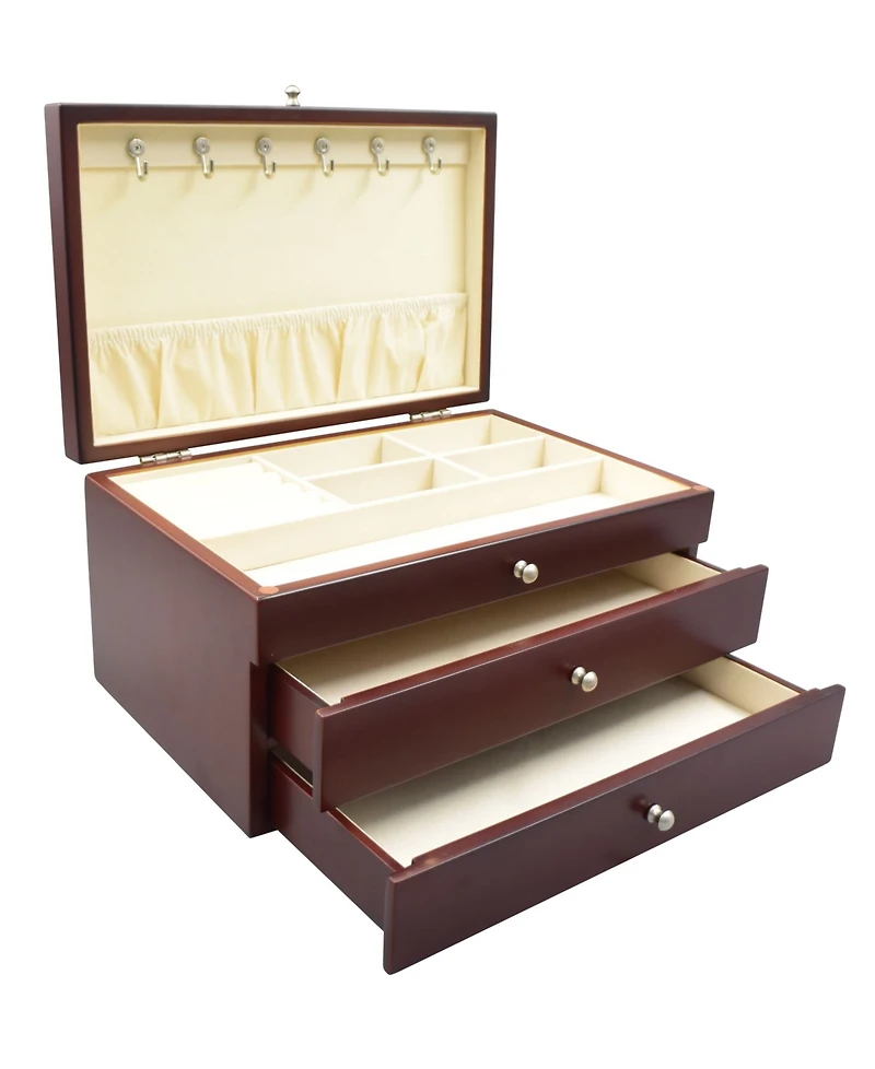 Pko Inc Elegant Walnut Finish Jewelry Box