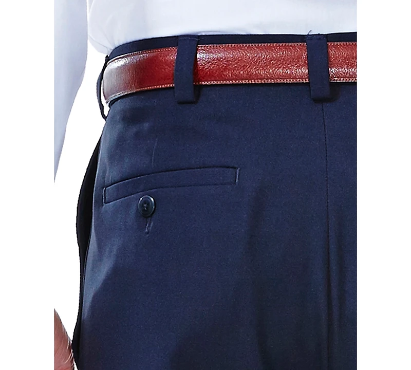 Haggar Men's Eclo Stria Classic Fit Pleated Hidden Expandable Waistband Dress Pants