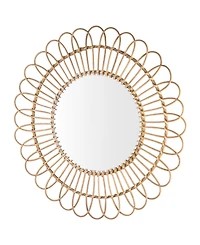 American Art Decor Woven Rattan Sunburst Accent Wall Mirror