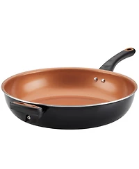 Farberware Glide Copper Ceramic Nonstick 12.5" Deep Skillet with Helper Handle