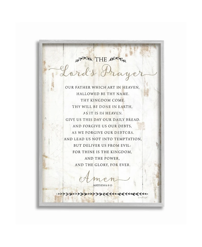 Stupell Industries The Lords Prayer Our Father Rustic Distressed White Wood Look, 16" L x 20" H