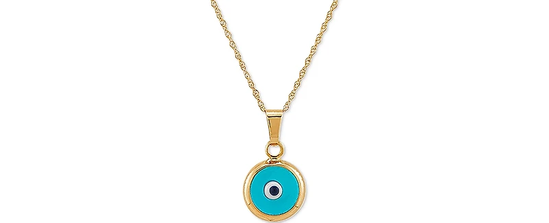 Enamel Evil-Eye 18" Pendant Necklace in 10k Gold