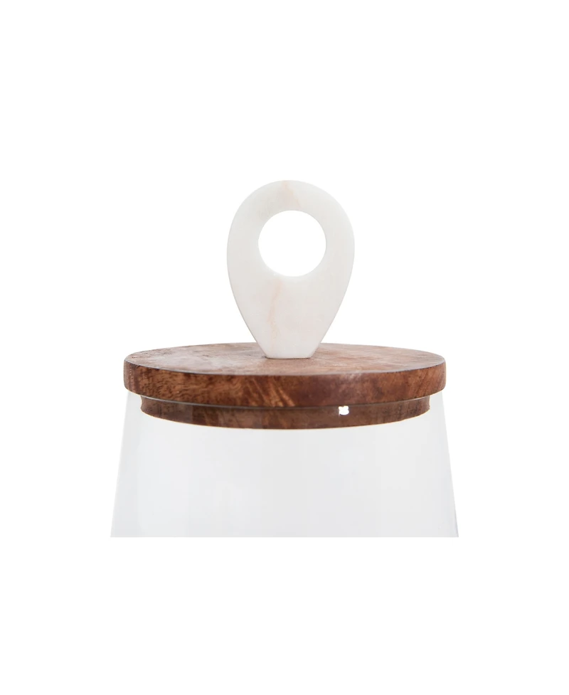 Bloomingville Small Clear Glass Jar with Mango Wood & Marble Lid