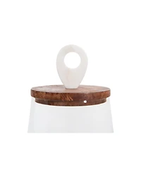 Bloomingville Small Clear Glass Jar with Mango Wood & Marble Lid