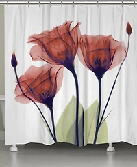 Laural Home Red Gentian X-ray Flowers Shower Curtain, 71" x 72"