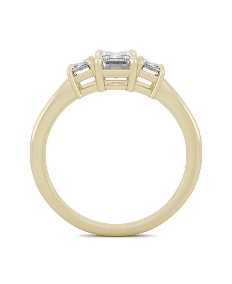 Moissanite Emerald Cut Three Stone Ring 1-1/2 ct. t.w. Diamond Equivalent 14k White or Yellow Gold