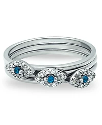 Macy's Cubic Zirconia Evil Eye Trio 18K Silver Plate Stack Ring, Set of 3 Rings