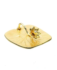Classic Touch Gold-Tone Square Napkin Holder with Lotus Flower Design