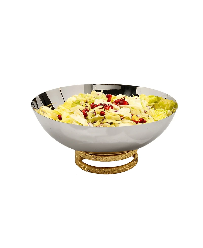 Classic Touch 6" Stainless Steel Bowl with Gold-Tone Loop Base