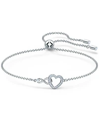Swarovski Silver-Tone Crystal Heart & Infinity Symbol Slider Bracelet