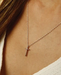 Solid Cross Necklace Set 14k Yellow, White or Rose Gold