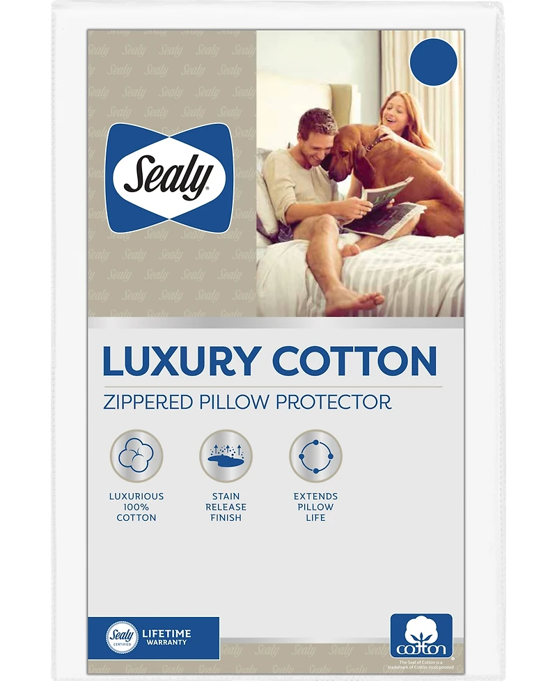 Sealy Luxury Cotton Zippered Pillow Protector