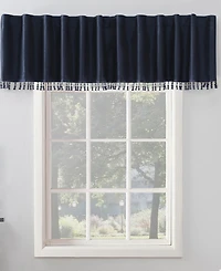 Evelina Faux Dupioni Silk Beaded Tassels Thermal Extreme 100% Blackout Back Tab Curtain Valance