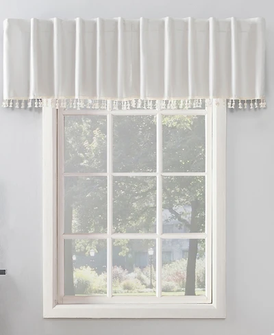 Evelina Faux Dupioni Silk Beaded Tassels Thermal Extreme 100% Blackout Back Tab Curtain Valance