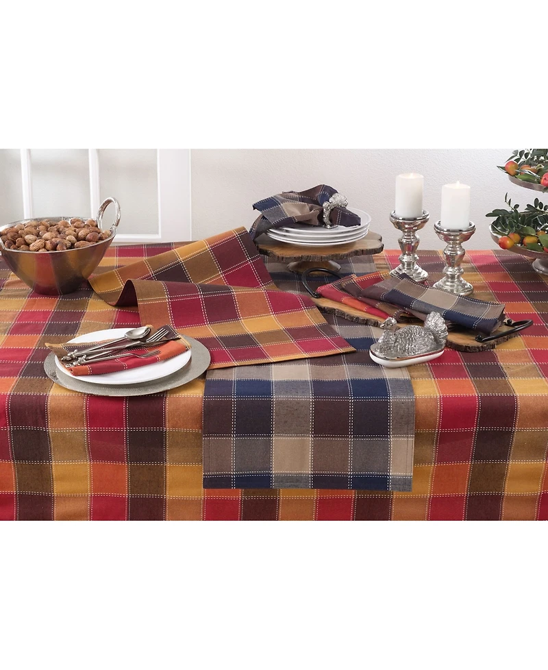 Saro Lifestyle Stitched Plaid Cotton Blend Table Runner