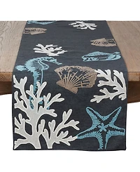 Saro Lifestyle Sea Life Print Table Runner