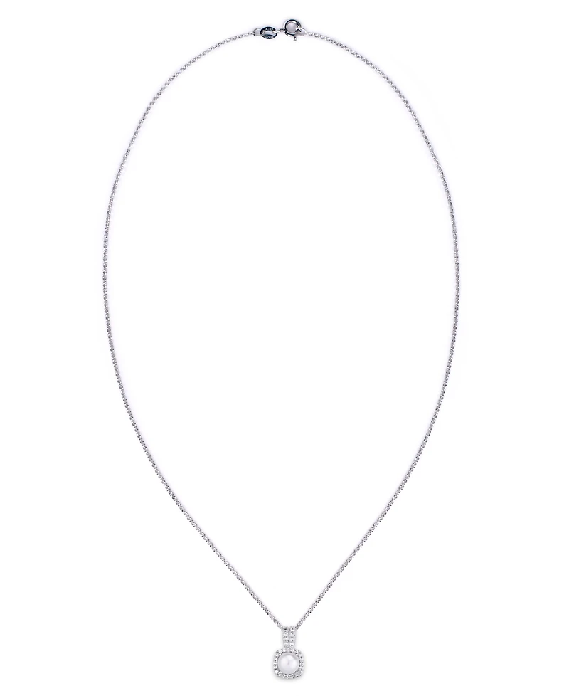 Birthstone Cushion Halo Pendant Necklace in Silver Plate