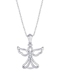 Cubic Zirconia Angel Pendant Necklace in Silver Plate