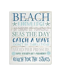 Stupell Industries Beach Knowledge Blue Aqua and White Planked Look Sign, 10" L x 15" H
