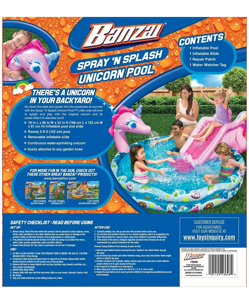 Banzai Spray 'N Splash 60" Unicorn Pool