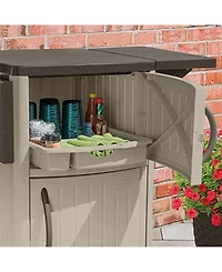 Suncast DCP2000 Portable Outdoor Patio Prep Serving Station Table and Cabinet