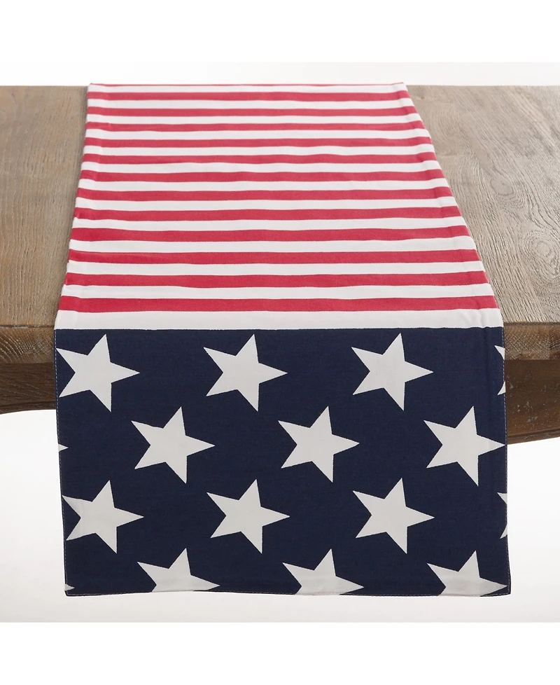 Saro Lifestyle Star Spangled American Flag Design Table Runner