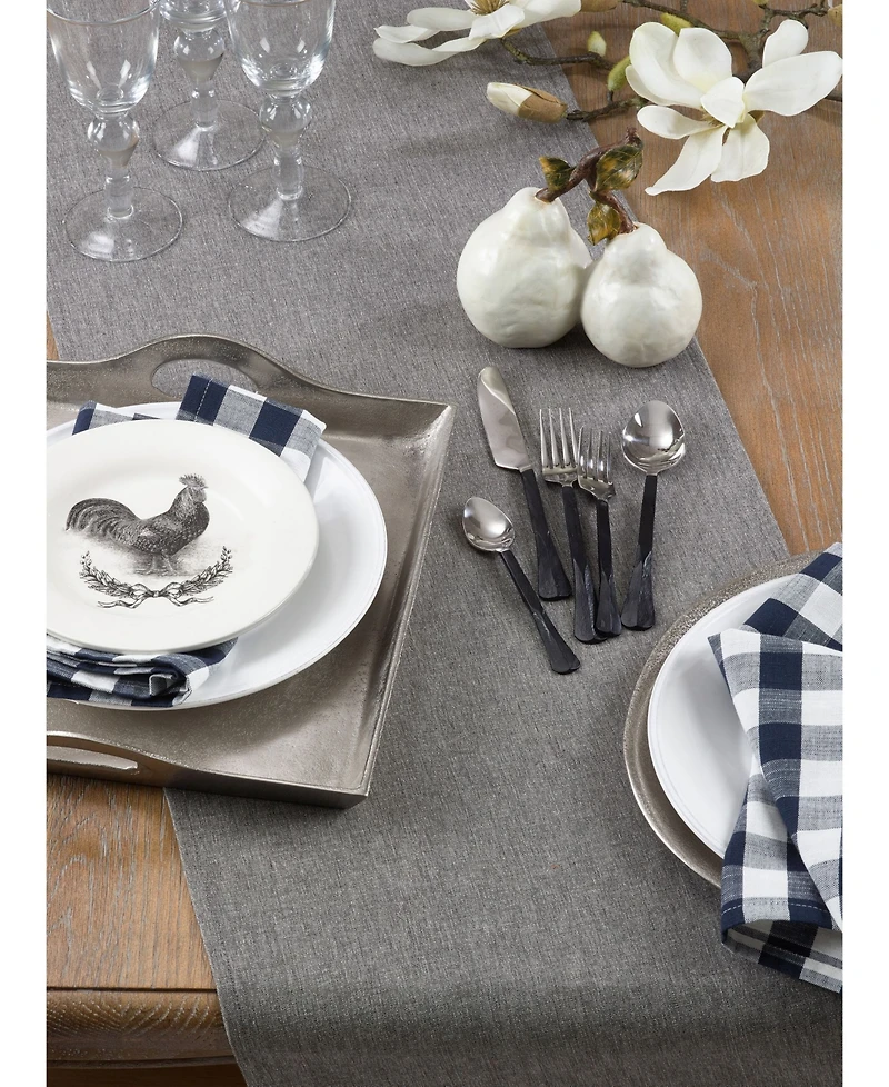 Saro Lifestyle Cotton Table Runner In Solid Grey