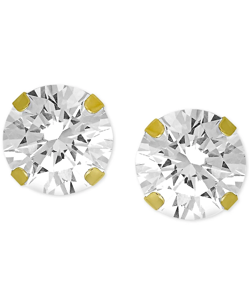 And Now This Cubic Zirconia 1/4" Stud Silver Plate Earrings