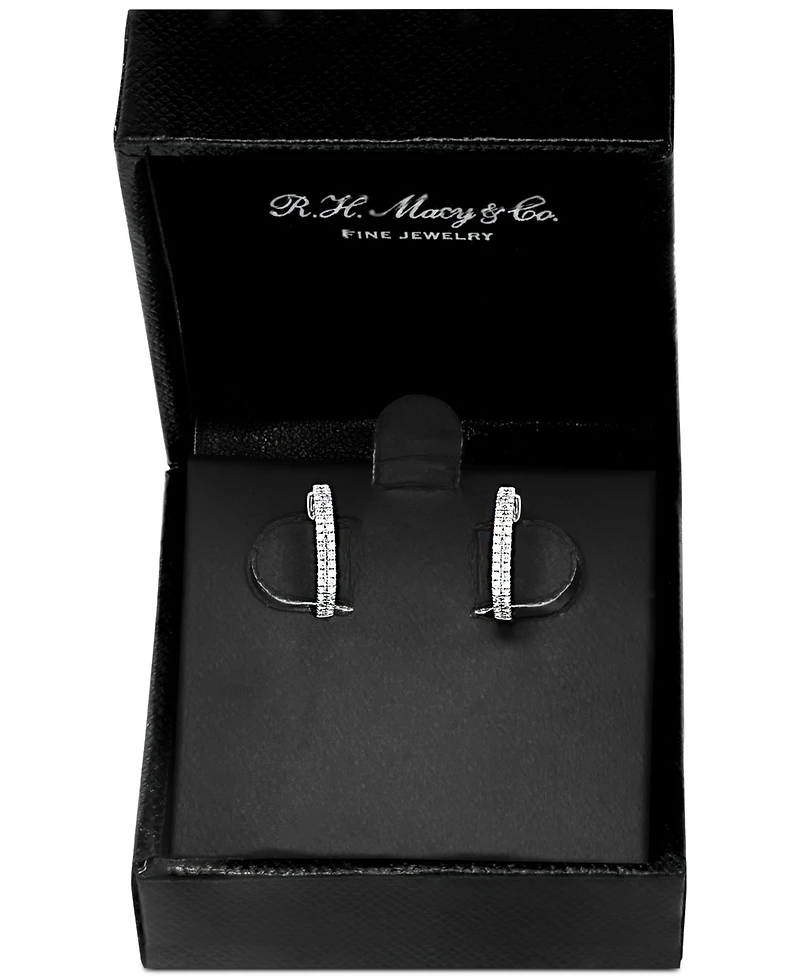 Effy Diamond Small Double Row Hoop Earrings (1/5 ct. t.w.) in Sterling Silver or 14k Gold-Plated Sterling Silver