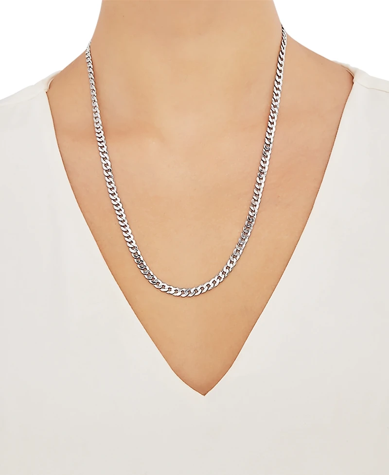 Flat Curb Link 22" Chain Necklace (5mm) 18k Gold-Plated Sterling Silver or