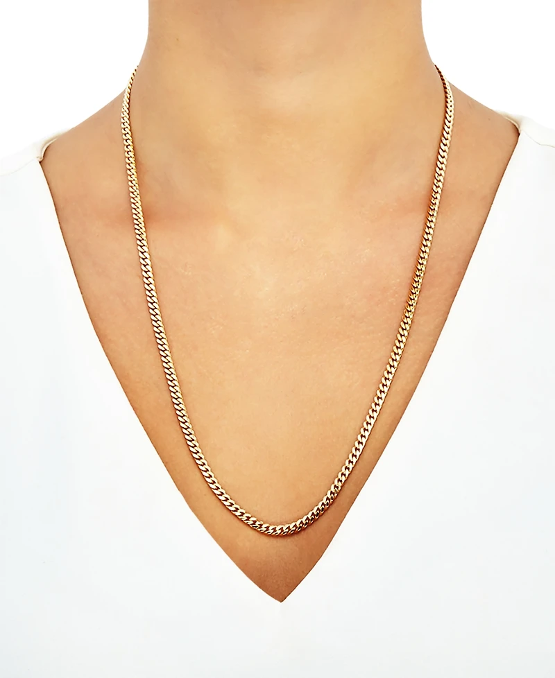 Curb Link 24" Chain Necklace Sterling Silver or 18k Gold-Plated Over