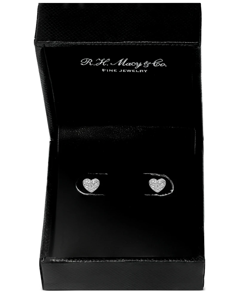 Effy Diamond Pave Heart Stud Earrings (1/5 ct. t.w.) in Sterling Silver or 14k Gold-Plated Sterling Silver