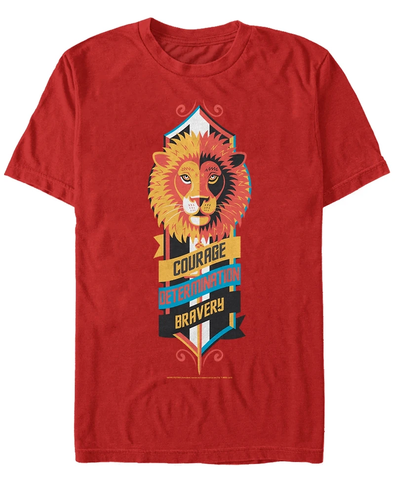 Fifth Sun Harry Potter Men's Hogwarts Gryffindor Courage Determination Bravery Short Sleeve T-Shirt