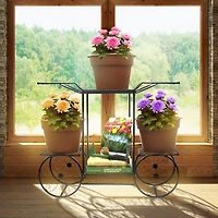 Sorbus Flower Cart Pot Display Rack - Black