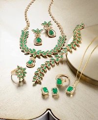 Effy Emerald (5-1/4 ct. t.w.) and Diamond (1-1/4 ct. t.w.) Teardrop Earrings in 14k Gold or 14k White Gold, Created for Macy's