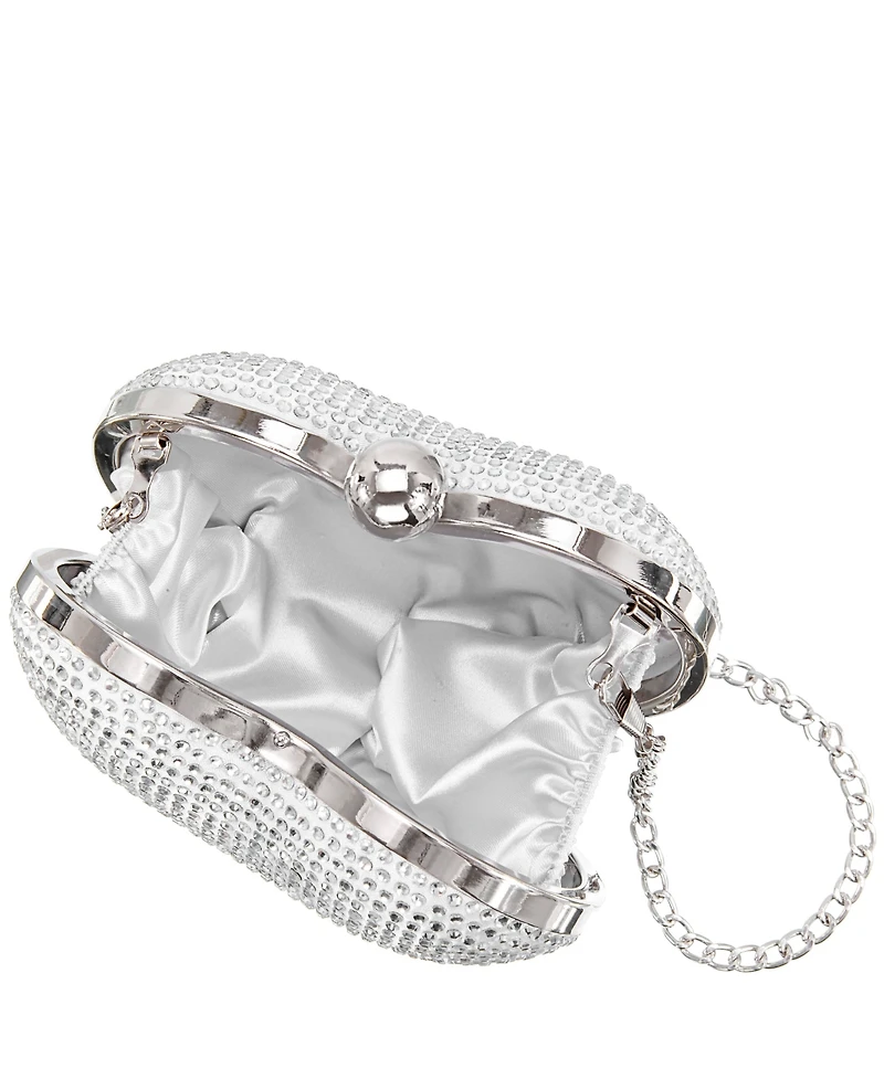Nina Amorie Crystal Embellished Heart Minaudiere Clutch