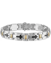 Men's 3/4 Carat Black Diamond Link 8 1/2" Bracelet in Sterling Silver and 10k Yellow Gold