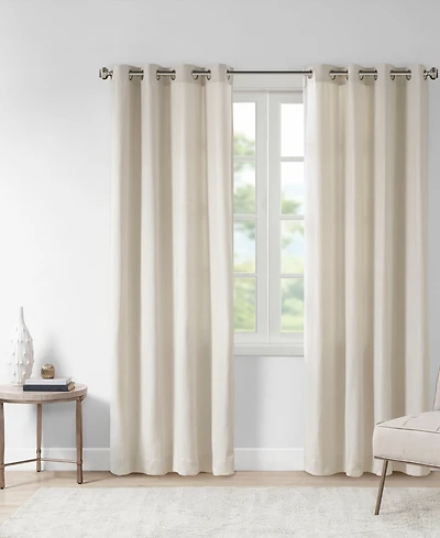 Englewood Solid Piece Dyed Curtain Single Panel For Bedroom, Antique Silver Grommet Top Fit Up To 1.25 Inches Rod Single Curtain Panel For Living Room