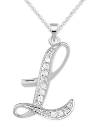 Diamond L Initial 18" Pendant Necklace (1/10 ct. t.w.) in Sterling Silver
